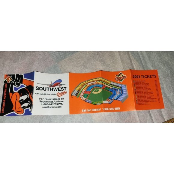 2002 BALTIMORE ORIOLES foldable pocket schedule - Picture 2 of 4